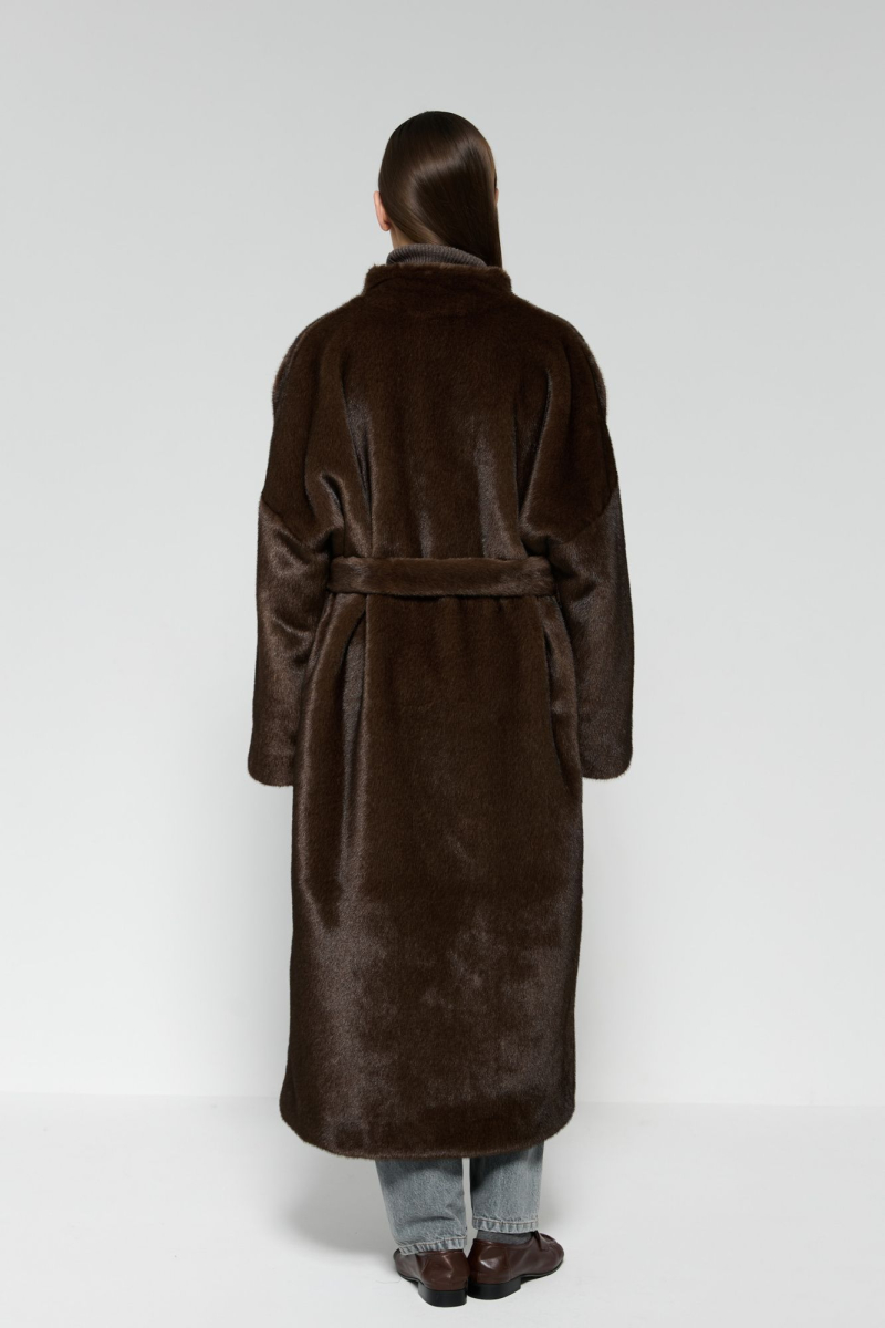 Пальто меховое AROUND, цвет: коричневый, 210_71P01 купить онлайн