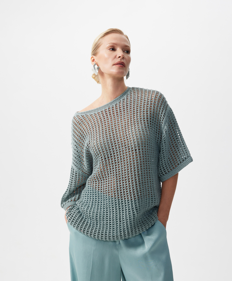 Джемпер с сетчатым переплетением GLVR, цвет: ментоловый, 126G26GAC3110 купить онлайн