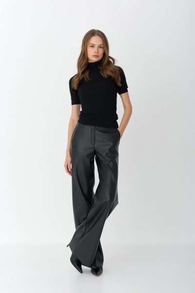 Брюки свободного кроя из экокожи Ricoco, цвет: Черный, 7016/1 купить онлайн
