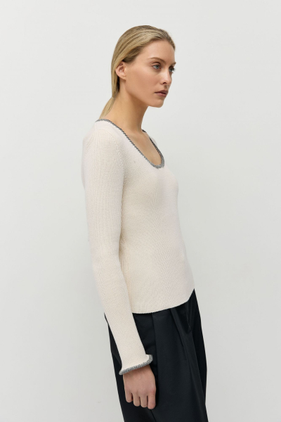 Джемпер в рубчик с ручной отделкой AROUND, цвет: Светло-бежевый, 219_120CA02 купить онлайн