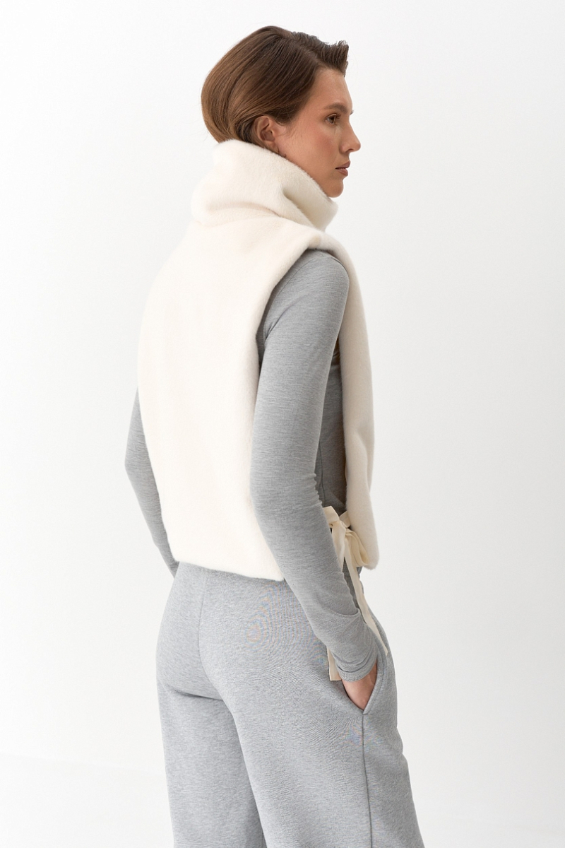 Манишка из искусственного меха Ricoco, цвет: молочный 4097/2 купить онлайн