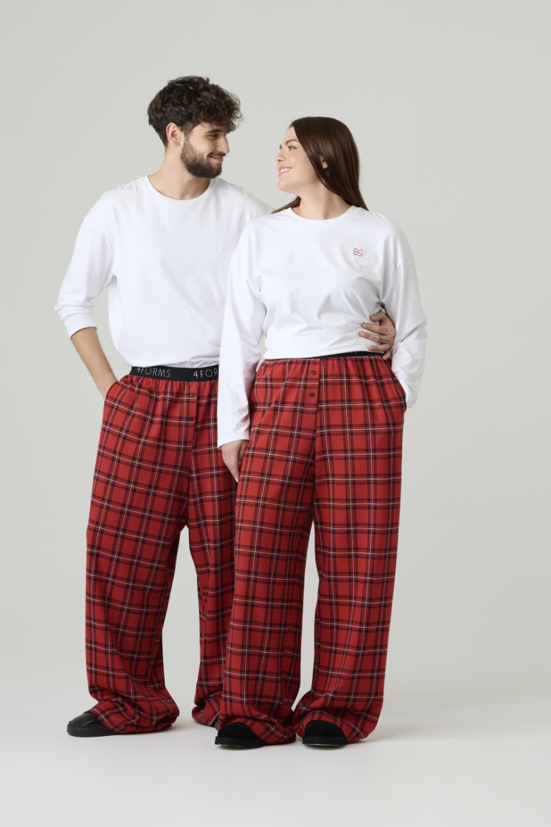 Брюки в клетку удлиненные 4forms, цвет: красный, 00020029 купить онлайн