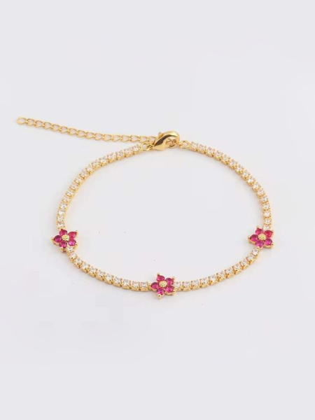 Теннисный браслет Flower pink