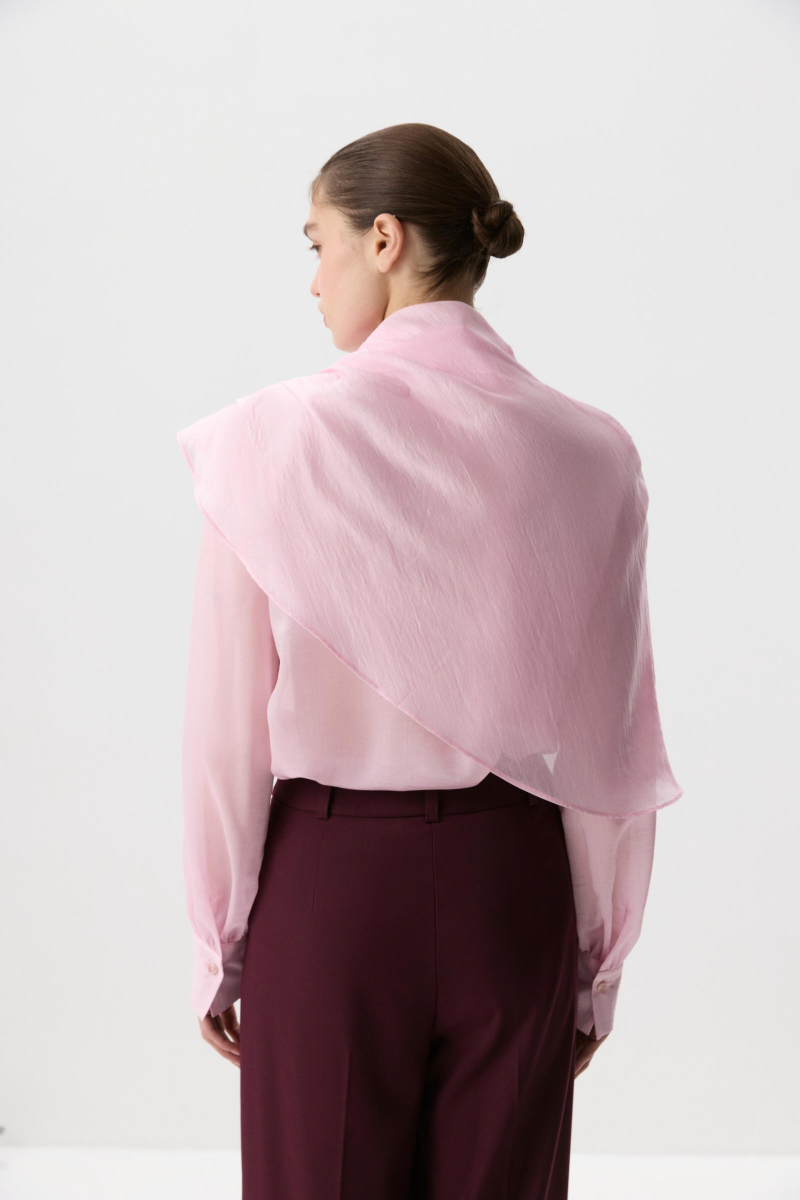 Блуза из тенселя с кейпом Charmstore, цвет: розовый, 102-464100-221 купить онлайн