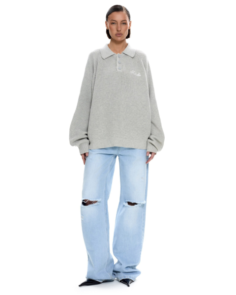 Вязаное поло Suborbia, цвет: серый меланж, 007125 купить онлайн