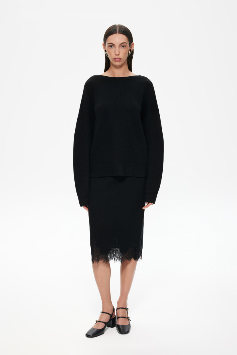 Юбка с кашемиром и кружевом DREAMS BY ALENA AKHMADULLINA, цвет: Черный, 225104100304300/903000 купить онлайн