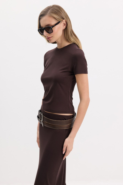 Футболка из смесовой вискозы TOPTOP, цвет: коричневый, TT.027.17398.700 купить онлайн