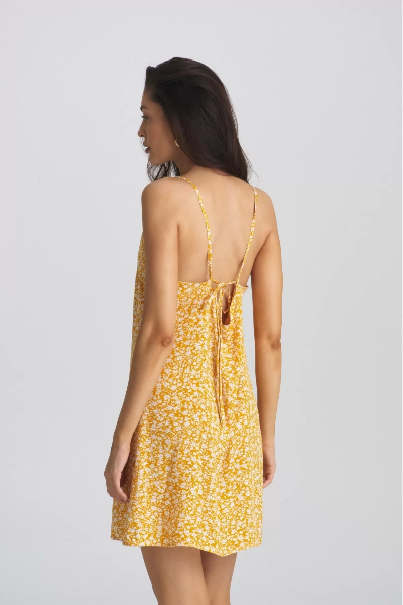 Платье мини на регулируемых бретелях Floral Yellow