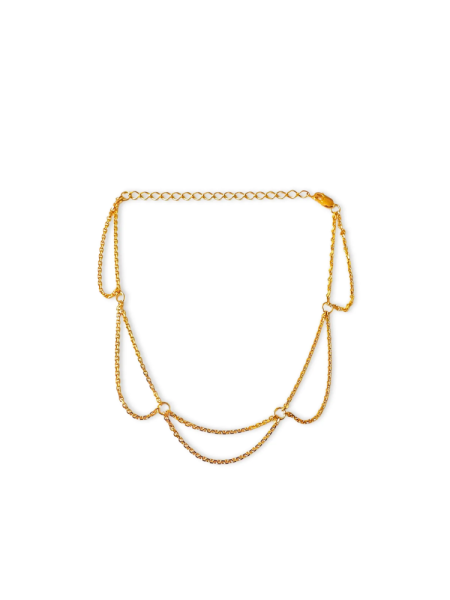 Серебряный браслет на цепочке на ногу «Море волнуется» с позолотой