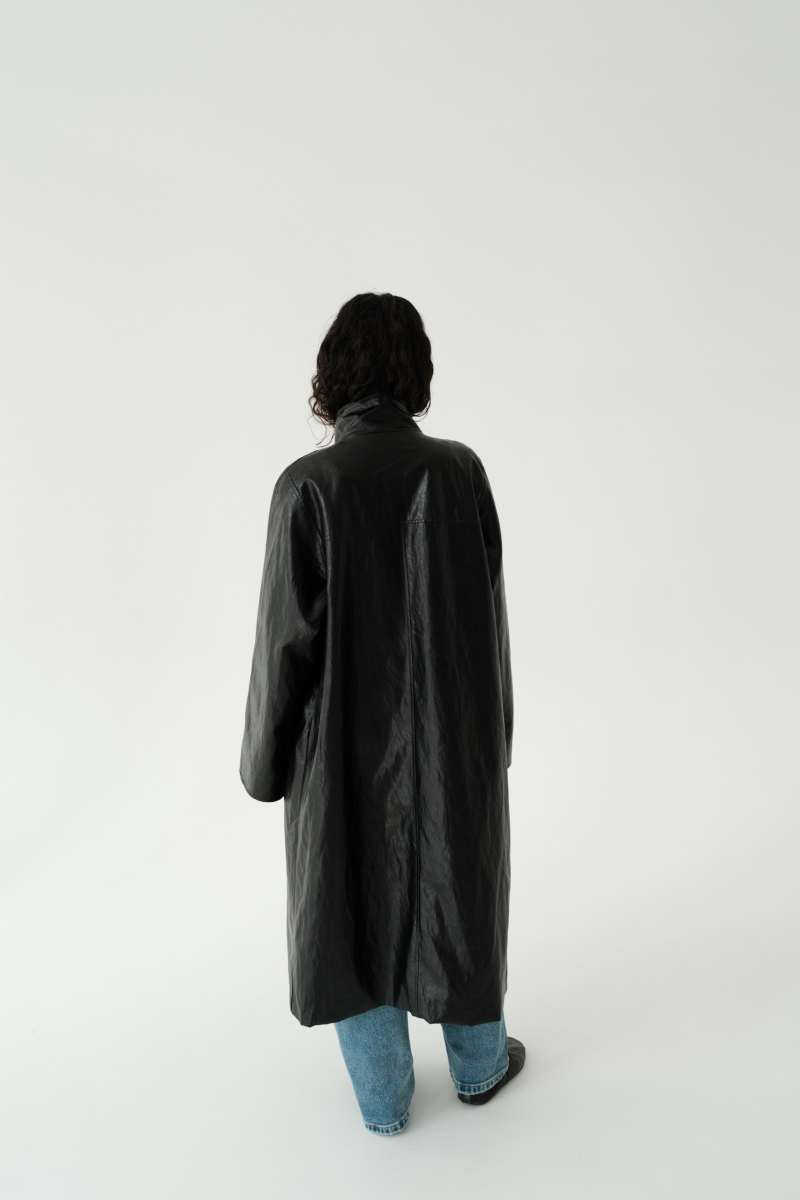 Тренч кожаный No name not same, цвет: Черный,  купить онлайн