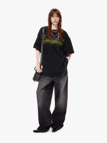 Футболка оверсайз с принтом p.p.s., цвет: Черный,  купить онлайн