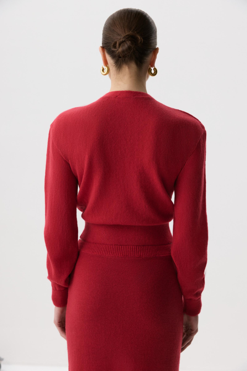 Кардиган с декоративной сборкой Charmstore, цвет: винный, 305-42385-451 купить онлайн