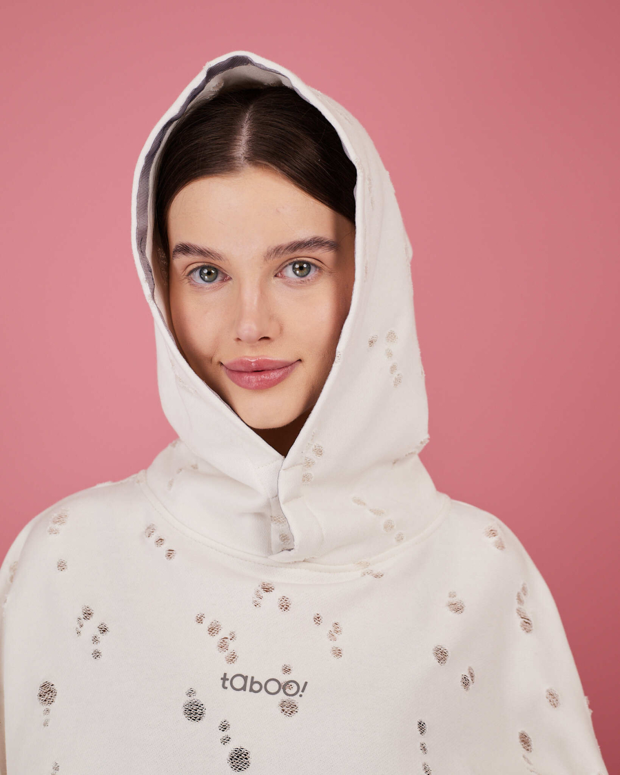 Табуха с затяжками рванка TABOO, цвет: молочный, TsZ01 купить онлайн