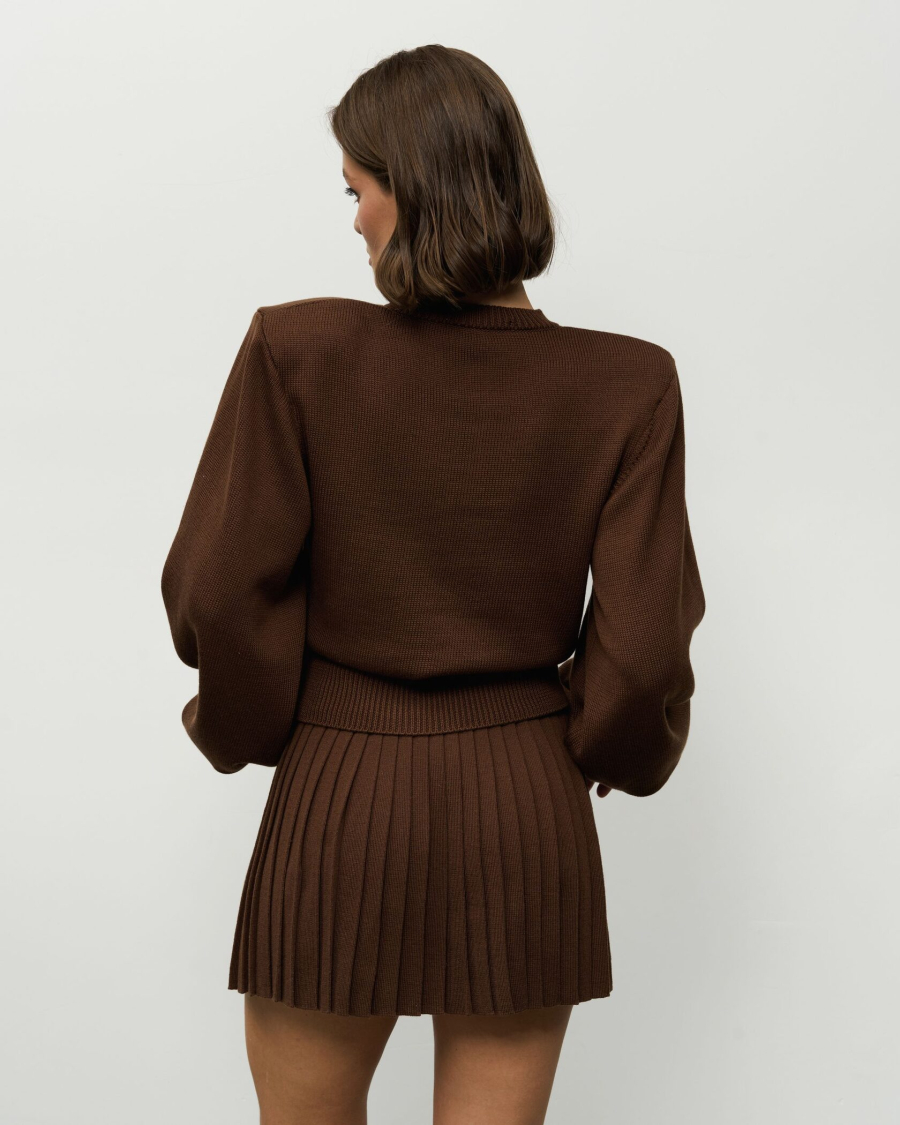 Вязаный костюм с короткой юбкой YONSRU, цвет: шоколад, 827 купить онлайн