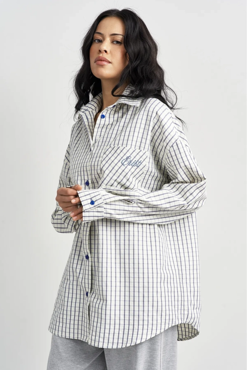 Рубашка в клетку Erist store, цвет: синий, НФ-00003482 купить онлайн