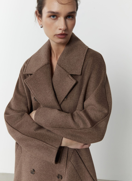Двубортное пальто из шерсти ALL WE NEED, цвет: коричневый, 2608W5107-19 купить онлайн