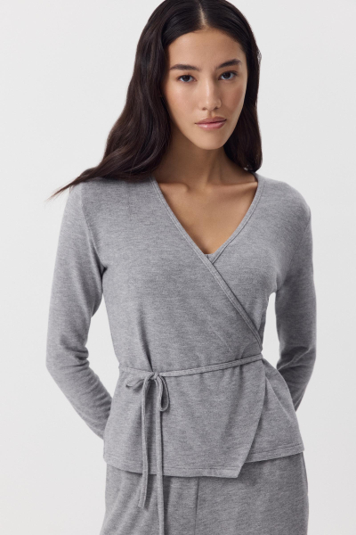 Кардиган с завязками из мягкого трикотажа Charmstore, цвет: серый, 219-439107-884 купить онлайн