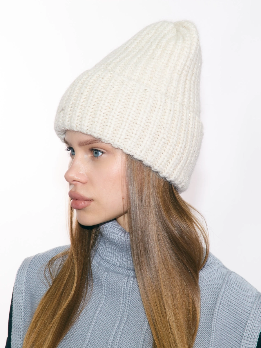Шапка в пайетку с добавлением ангоры LIBERT'A, цвет: молочный 10009 купить онлайн