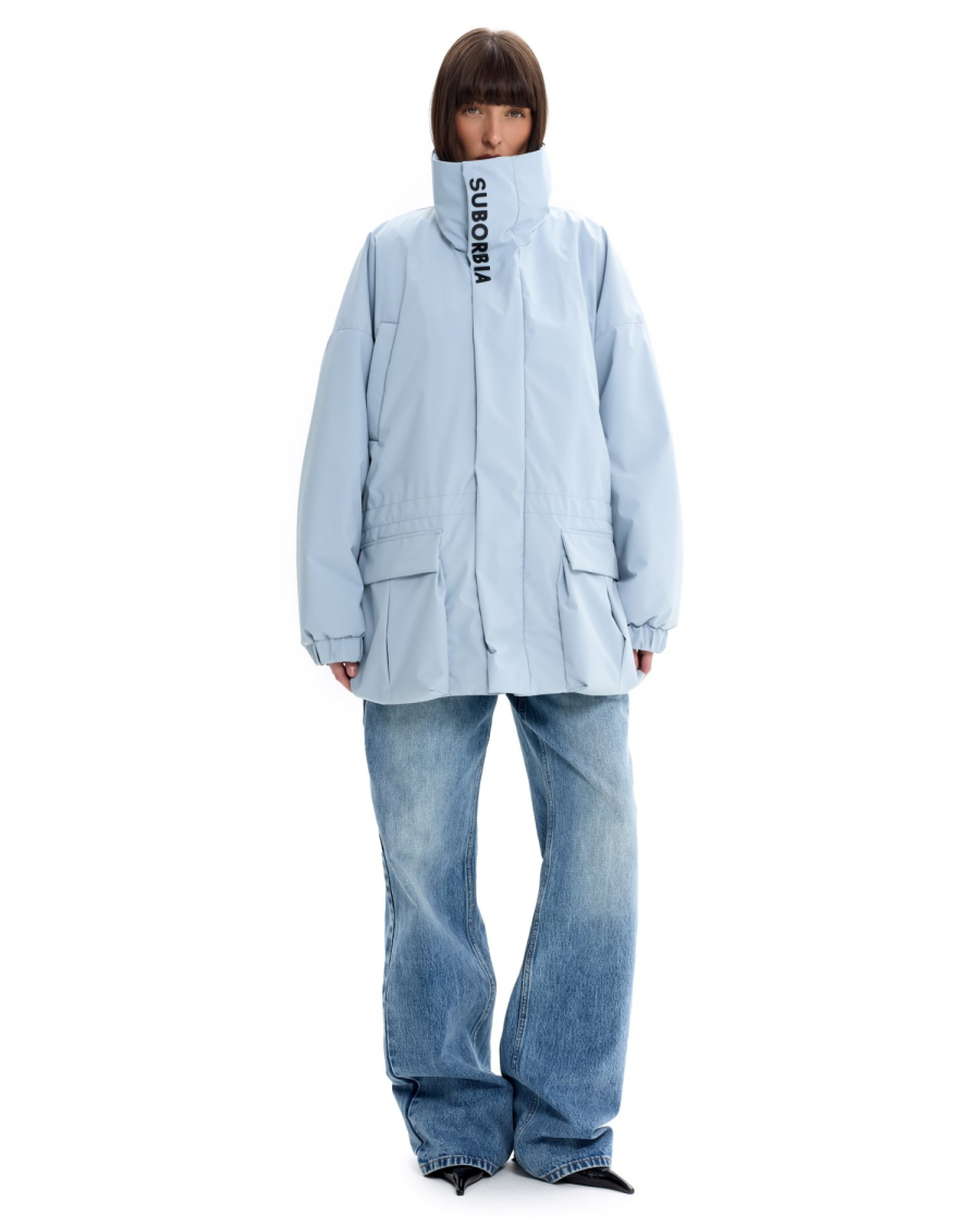 Куртка с кулиской на талии Suborbia, цвет: серо-голубой, 006969 купить онлайн