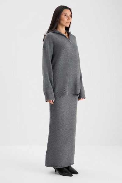 Костюм (джемпер на молнии + юбка) MIA AIM, цвет: серый, MIA697 купить онлайн