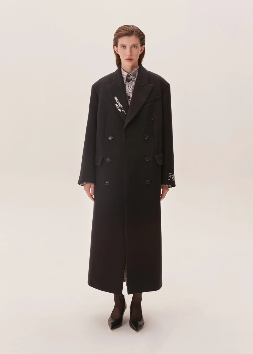 Пальто двубортное МИНИСТЕРСТВО МОДЫ Eve&Esther, цвет: Чёрный, AW25-002 купить онлайн