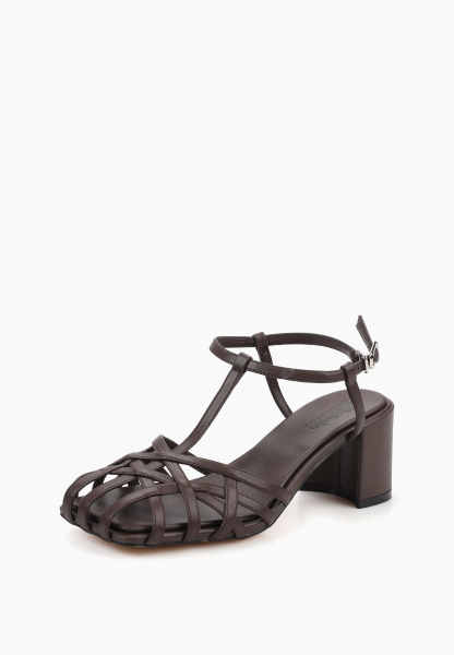 Босоножки из натуральной кожи на широком каблуке SBALO, цвет: коричневый STR19 купить онлайн