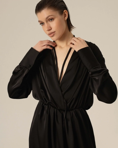 Платье из атласа мини Anmuse, цвет: Черный, RB24W135-BLC-1 купить онлайн