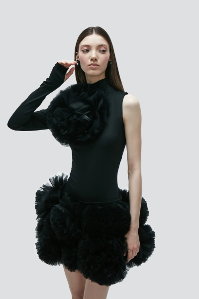 Юбка с черными цветами из фатина Barbino Maison, цвет: black, 710 купить онлайн