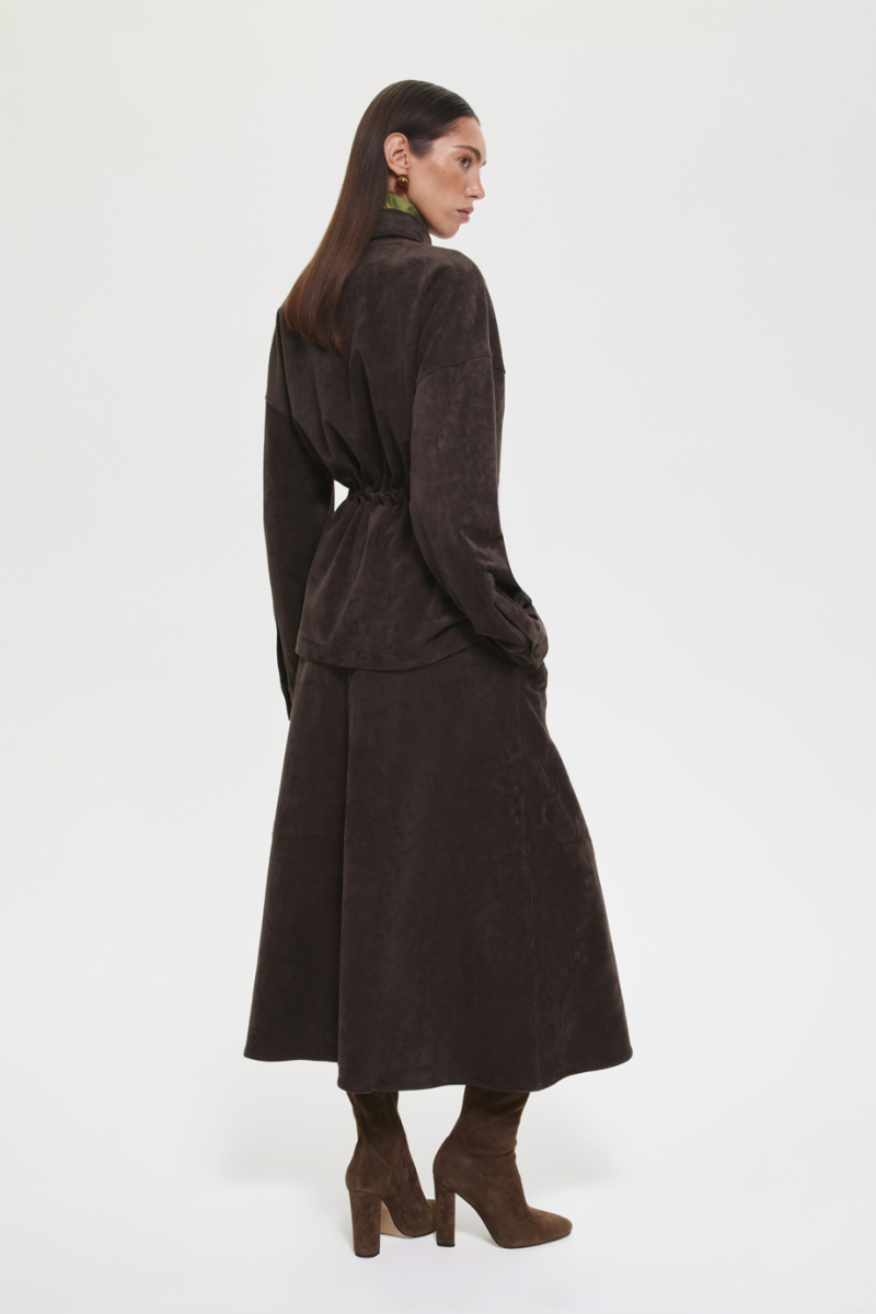 Рубашка из экозамши DREAMS BY ALENA AKHMADULLINA, цвет: коричневый,  купить онлайн