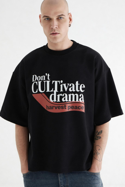 Футболка укороченная «Драма» CULTBASE, цвет: Черный,  купить онлайн