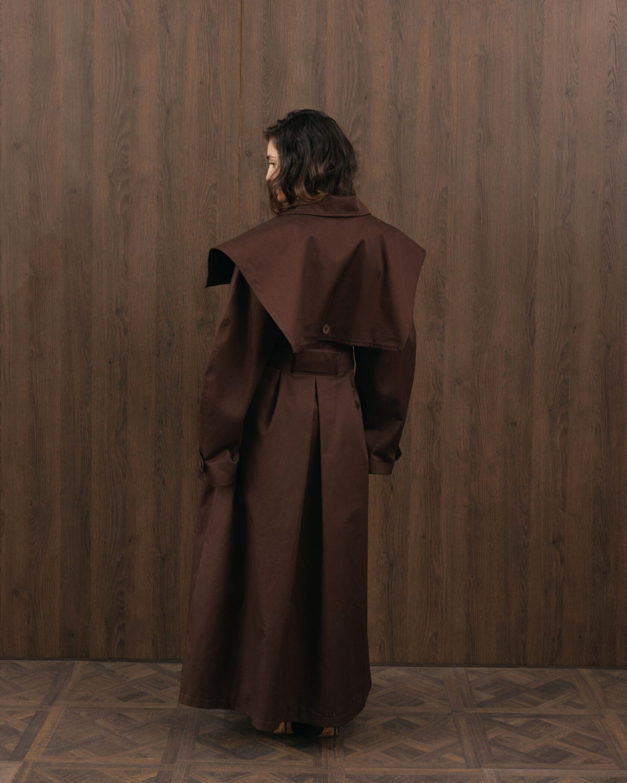 Длинный тренч YONSRU, цвет: коричневый,  купить онлайн