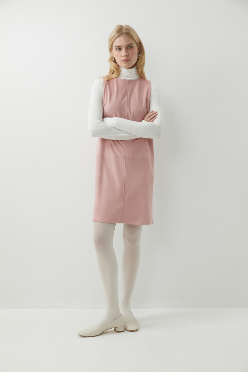 Платье мини прямое из замши Charmstore, цвет: розовый, 111-29568-221 купить онлайн