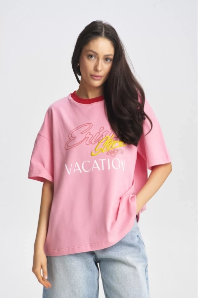 Футболка с контрастным воротом Pink Erist store, цвет: розовый НФ-00002178 |новая коллекция купить онлайн