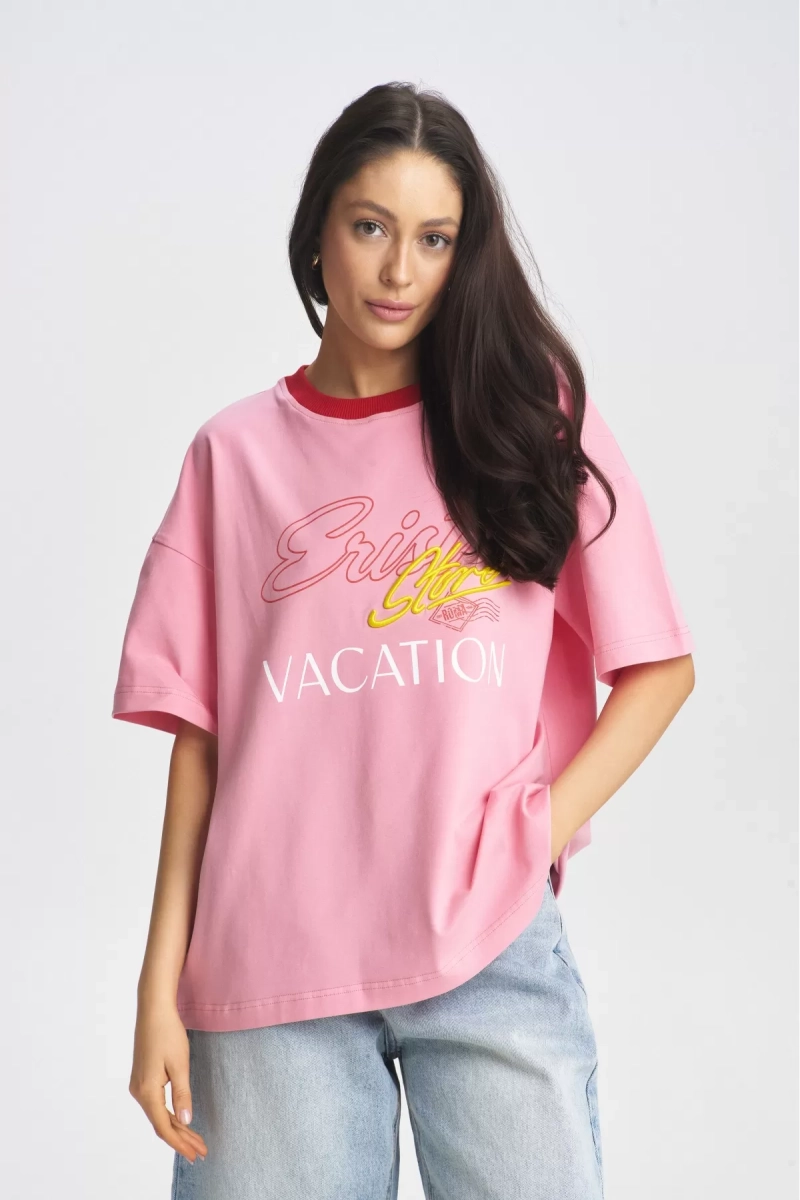 Футболка с контрастным воротом Pink Erist store, цвет: розовый НФ-00002178 |новая коллекция купить онлайн