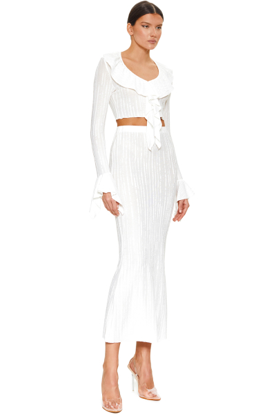 Блузка трикотажная с воланами SODAMODA, цвет: белый (теплый оттенок), 19290 купить онлайн