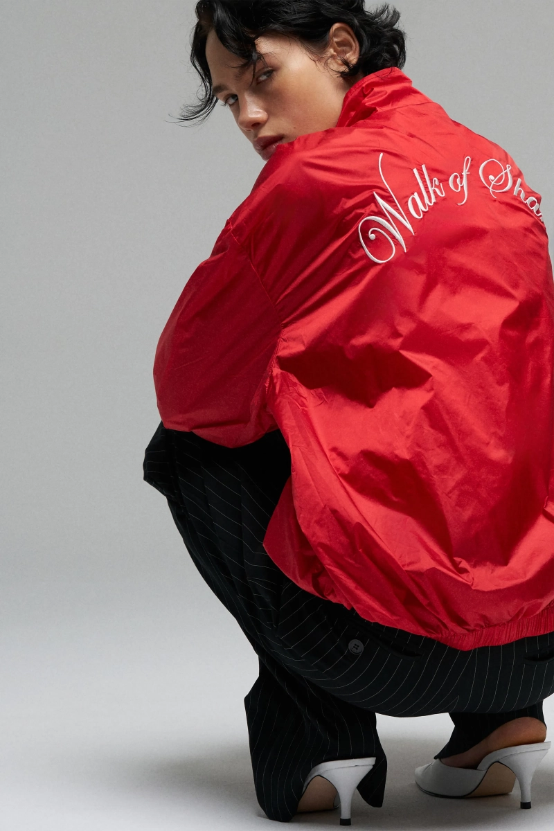 Бомбер из нейлона с вышивкой WALK OF SHAME, цвет: красный, MC026/FW2526 купить онлайн