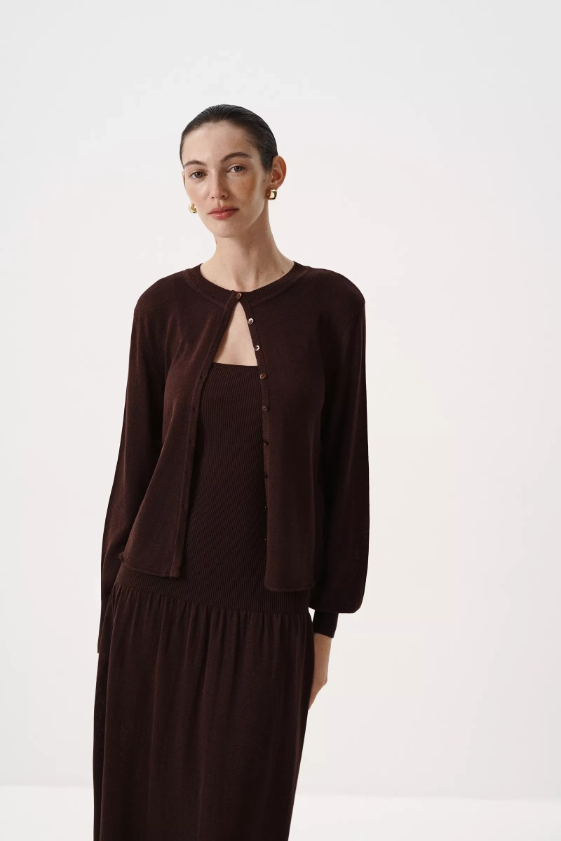 Кардиган из лиоцелла и шерсти Charmstore, цвет: шоколадный, 305-588119-551 купить онлайн