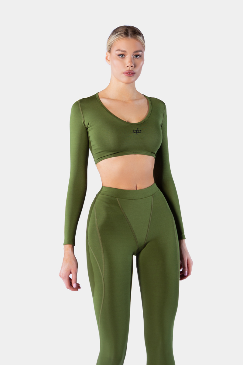 Кроп-топ Basic Long Sleeve qb A QUICK BUCK, цвет: Khaki  |новая коллекция купить онлайн