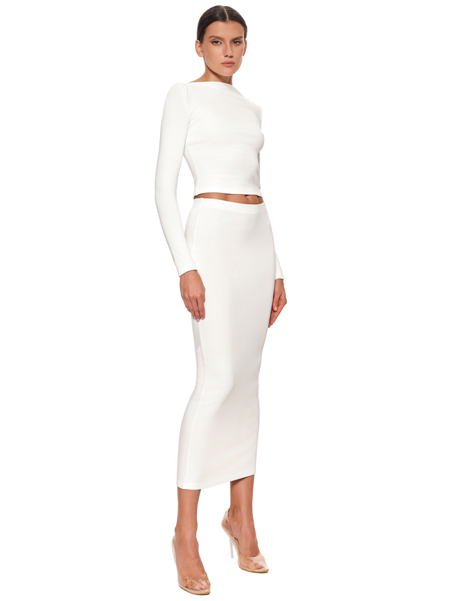 Лонгслив с вырезом лодочка SODAMODA, цвет: молочный, 12346 купить онлайн