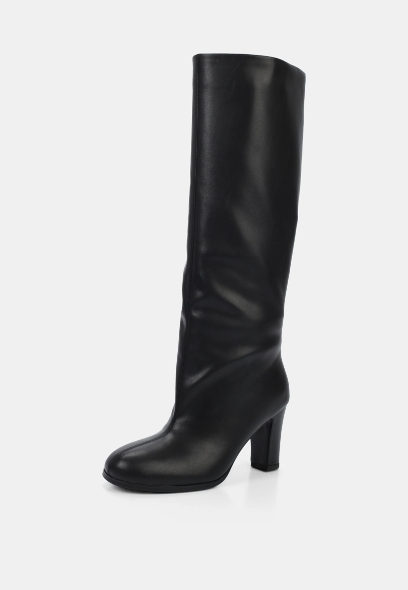 Сапоги на каблуке из натуральной кожи SBALO, цвет: Черный SHT86 купить онлайн