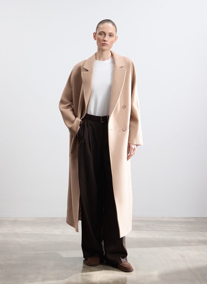 Пальто двубортное из шерсти и кашемира