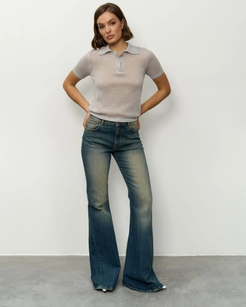 Вязаное поло YONSRU, цвет: серый, 833 купить онлайн