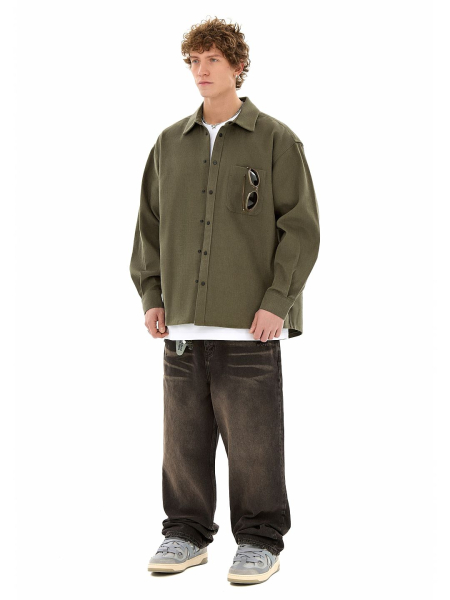 Рубашка из денима FRHT, цвет: олива, OVSHRTNSHOLV купить онлайн