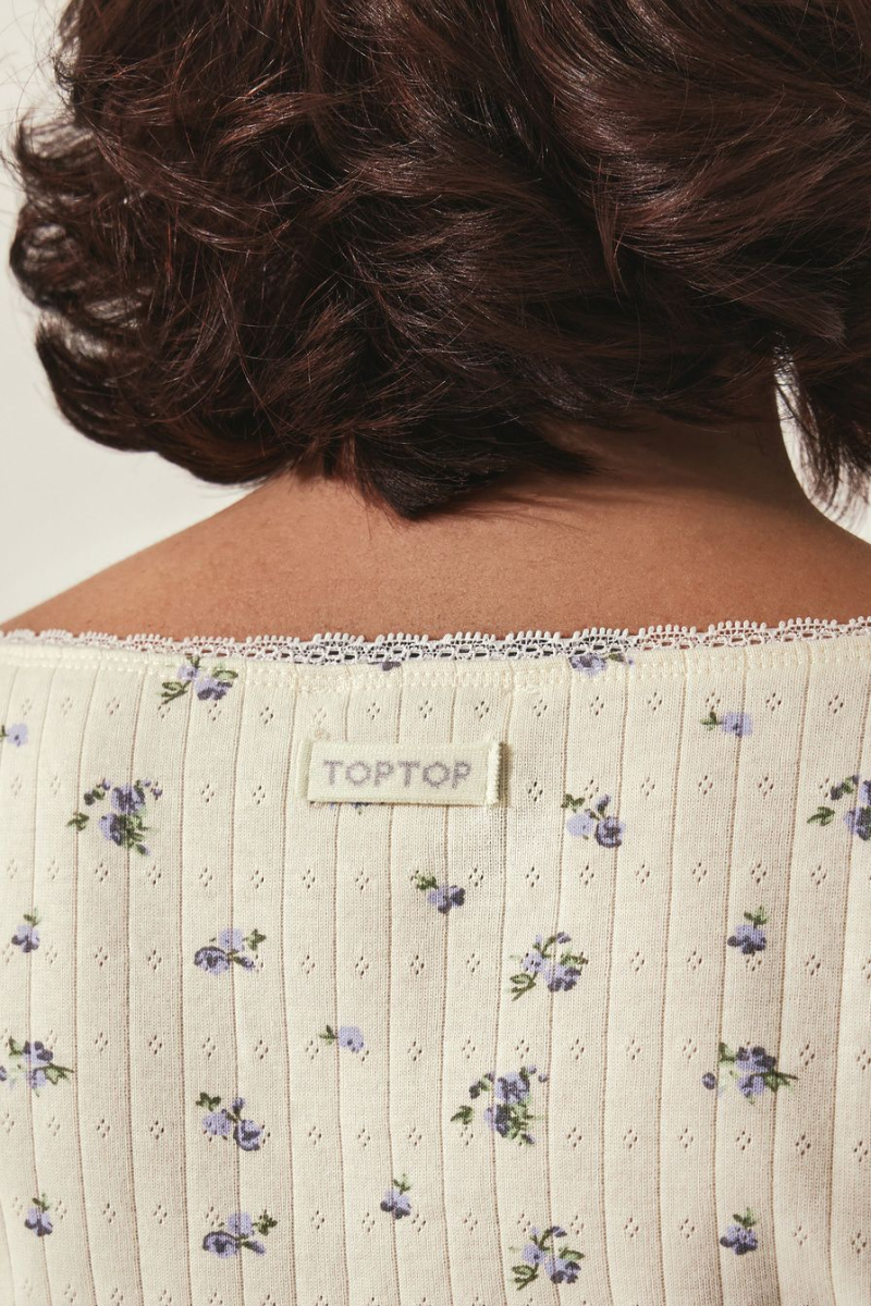 Блуза с цветочным принтом TOPTOP, цвет: молочный с принтом, TT.020.19091.121 купить онлайн