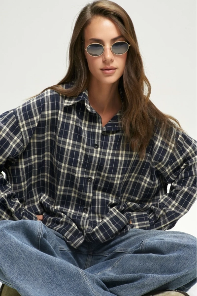Рубашка Oversized в клетку Dark Blue