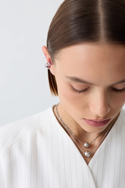 Серебряное колье «Земля» black SBLESKOM, цвет: серебро, 92072 купить онлайн