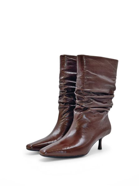 Сапоги демисезонные из натуральной кожи GRANDERA, цвет: коричневый  купить онлайн