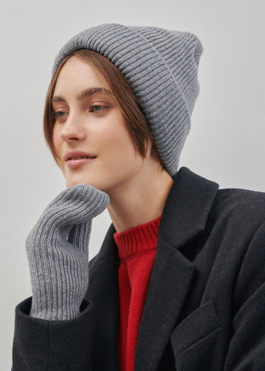 Шапка бойфренда из смесового кашемира AROUND, цвет: серый 11112_13C02 купить онлайн