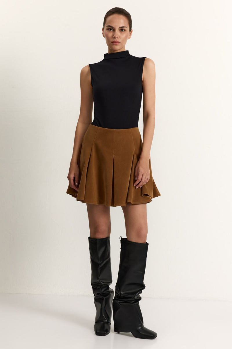 Юбка из экозамши TOPTOP, цвет: бежевый, TT.070.18774.110 купить онлайн