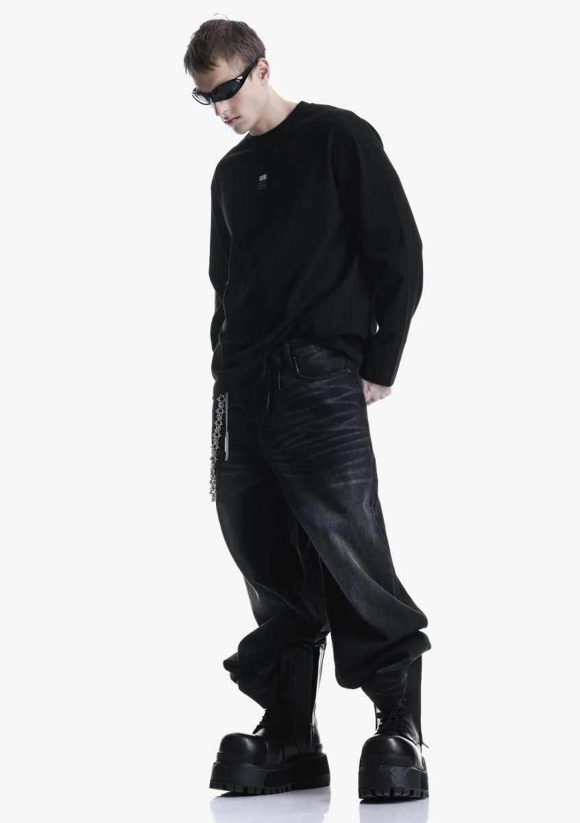 Лонгслив с тональным логотипом KRAKATAU, цвет: Черный, Tu125-1 купить онлайн